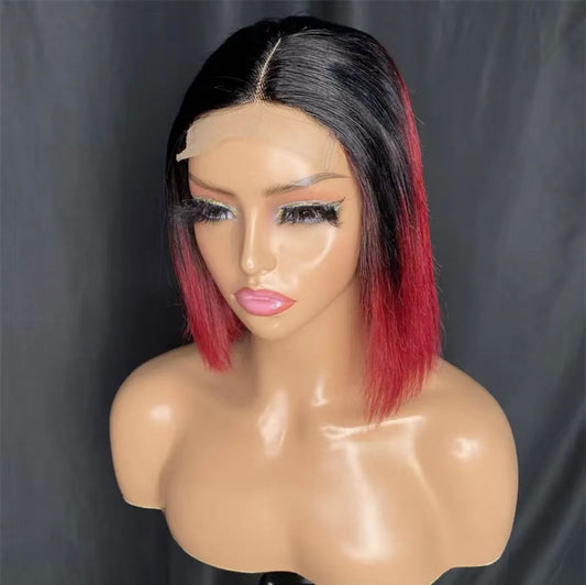150% 1B/99J Brazilian Human Hair 4x4 Lace Front Wig