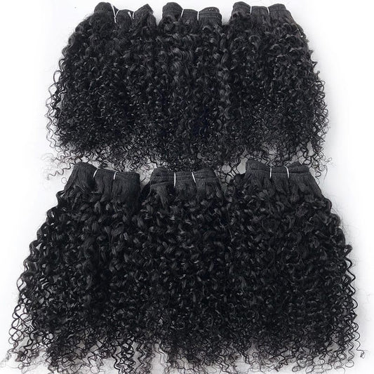 6Pcs Brazilian Jerry Curl Human Hair Bundles in Natural Black (T1B)